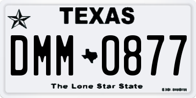 TX license plate DMM0877