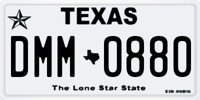 TX license plate DMM0880
