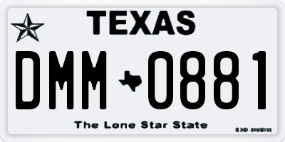 TX license plate DMM0881