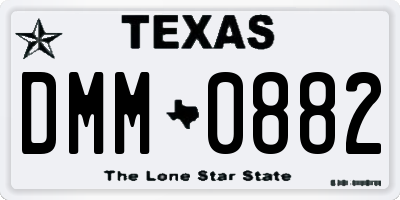 TX license plate DMM0882