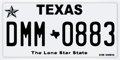 TX license plate DMM0883