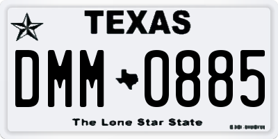 TX license plate DMM0885