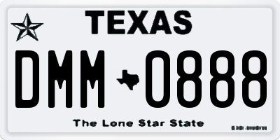 TX license plate DMM0888