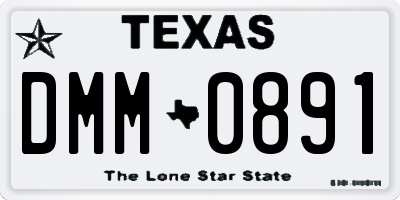 TX license plate DMM0891