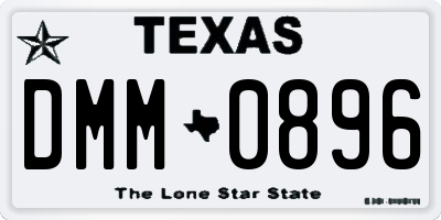 TX license plate DMM0896