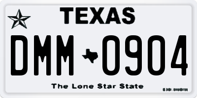 TX license plate DMM0904