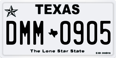 TX license plate DMM0905