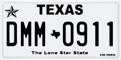 TX license plate DMM0911