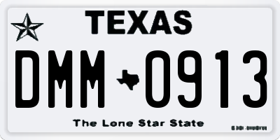 TX license plate DMM0913