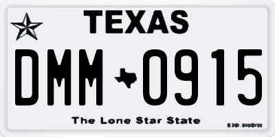 TX license plate DMM0915