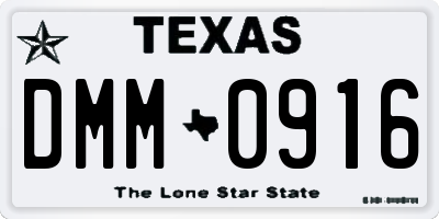 TX license plate DMM0916