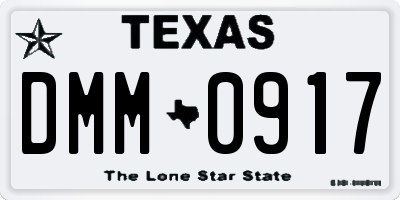 TX license plate DMM0917