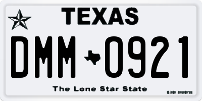 TX license plate DMM0921