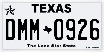 TX license plate DMM0926