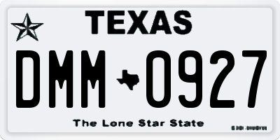 TX license plate DMM0927