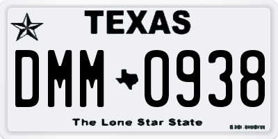 TX license plate DMM0938