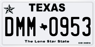 TX license plate DMM0953