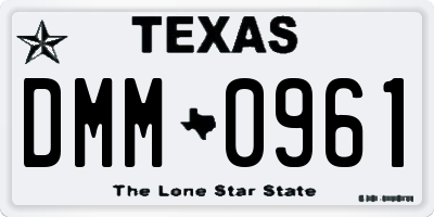 TX license plate DMM0961