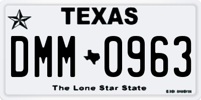 TX license plate DMM0963