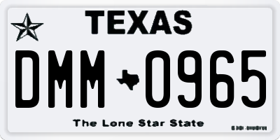 TX license plate DMM0965