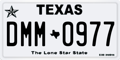 TX license plate DMM0977