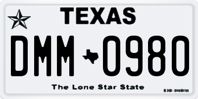 TX license plate DMM0980