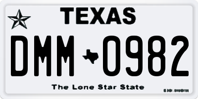 TX license plate DMM0982