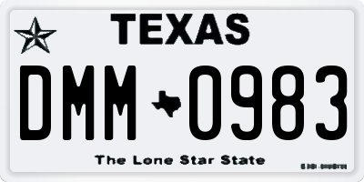 TX license plate DMM0983