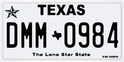 TX license plate DMM0984