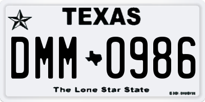 TX license plate DMM0986