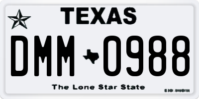 TX license plate DMM0988