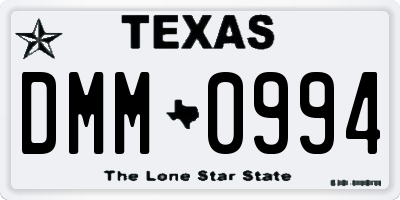 TX license plate DMM0994