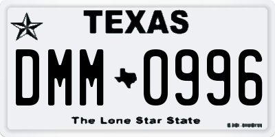 TX license plate DMM0996