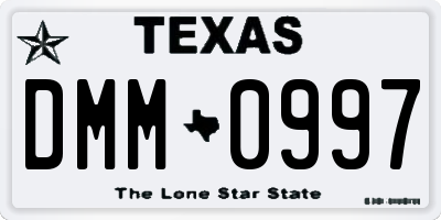 TX license plate DMM0997