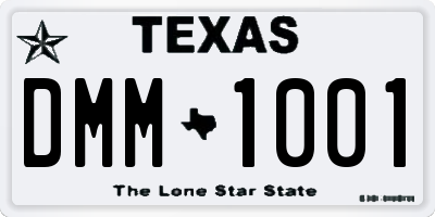 TX license plate DMM1001