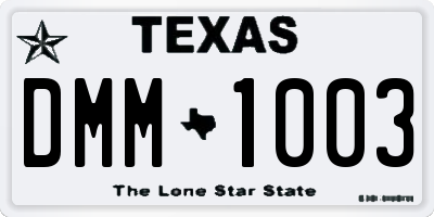 TX license plate DMM1003