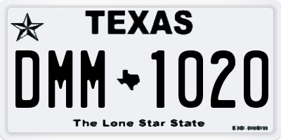 TX license plate DMM1020