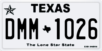 TX license plate DMM1026