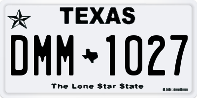 TX license plate DMM1027