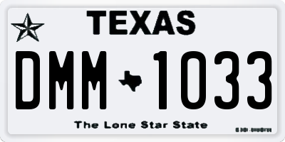 TX license plate DMM1033