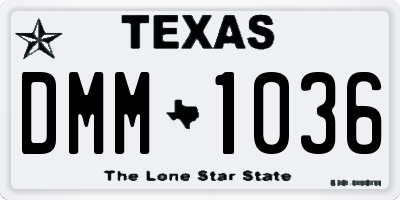 TX license plate DMM1036