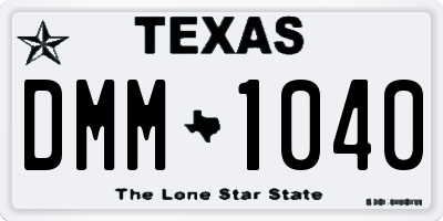 TX license plate DMM1040