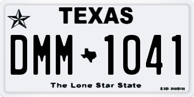 TX license plate DMM1041