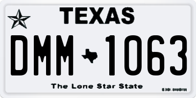 TX license plate DMM1063