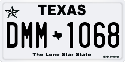 TX license plate DMM1068