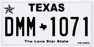 TX license plate DMM1071