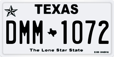 TX license plate DMM1072