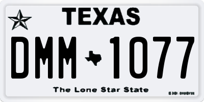 TX license plate DMM1077
