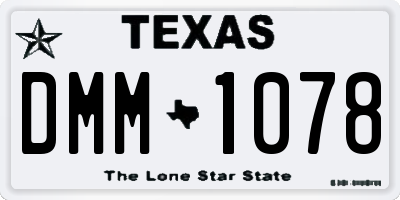 TX license plate DMM1078