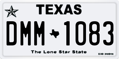TX license plate DMM1083
